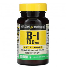 Витамины группы B Mason Natural, Витамин B-1, 100 мг, 100 таблеток