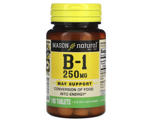 Mason Natural Витамин B-1 250 мг 100 таблеток Mason Natural Витамин B-1 250 мг 100 таблеток