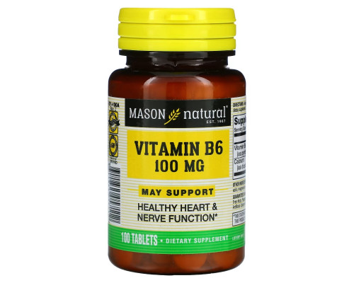 Mason Natural, Vitamin B6, 100 mg, 100 Tablets Mason Natural, Vitamin B6, 100 mg, 100 Tablets