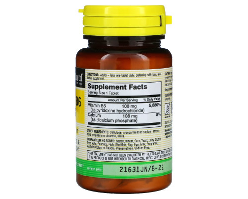 Mason Natural, Vitamin B6, 100 mg, 100 Tablets Mason Natural, Vitamin B6, 100 mg, 100 Tablets