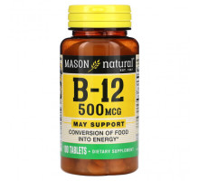 Витамины группы B Mason Natural, Витамин B-12, 500 мкг, 100 таблеток