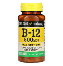 Витамины группы B Mason Natural, Витамин B-12, 500 мкг, 100 таблеток