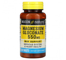 Магний Mason Natural, глюконат магния, 550 мг, 100 таблеток
