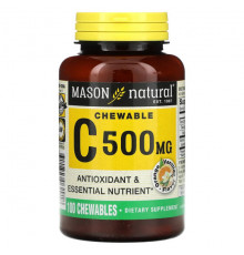 Витамин C Mason Natural, Витамин C, апельсин и ваниль, 500 мг, 100 жевательных таблеток