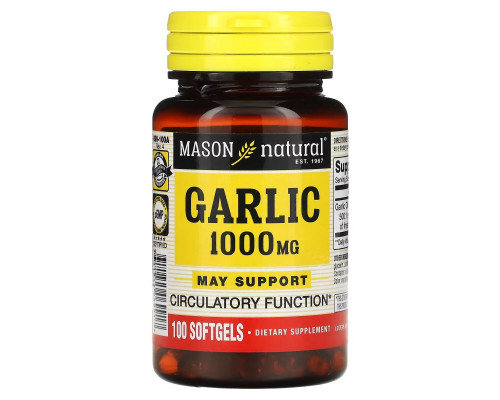 Mason Natural, Garlic Oil, 1000 mg, 100 Softgels Mason Natural, Garlic Oil, 1000 mg, 100 Softgels
