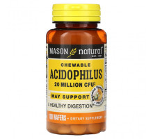 Пребиотики и пробиотики Mason Natural, Жевательные Acidophilus, банан и ваниль, 20 млн КОЕ, 100 вафель