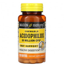 Пребиотики и пробиотики Mason Natural, Жевательные Acidophilus, банан и ваниль, 20 млн КОЕ, 100 вафель