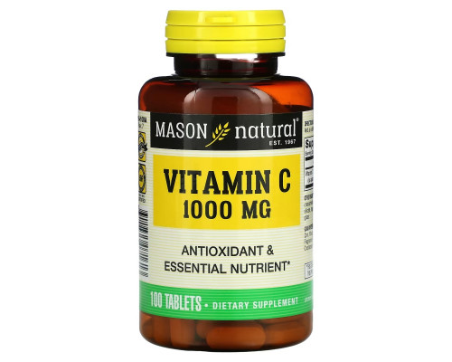 Mason Natural, Чистый витамин С, 1000 мг, 100 таблеток Mason Natural, Чистый витамин С, 1000 мг, 100 таблеток