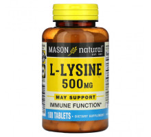Аминокислоты Mason Natural, L-лизин, 500 мг, 100 таблеток