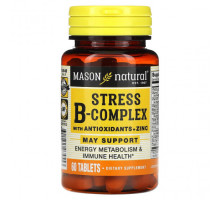 Витамины группы B Mason Natural, Стресс B-комплекс с антиоксидантами и цинком, 60 таблеток