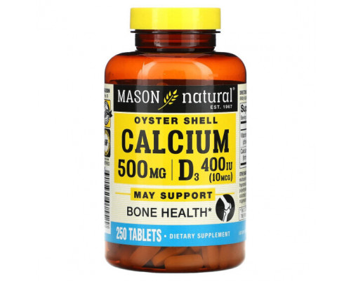 Кальций Mason Natural, Oyster Shell Calcium Plus D3`` 250 таблеток Кальций Mason Natural, Oyster Shell Calcium Plus D3`` 250 таблеток