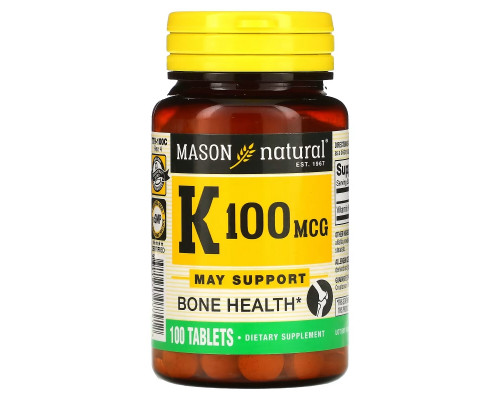 Mason Natural Vitamin K 100 mcg 100 Tablets Mason Natural Vitamin K 100 mcg 100 Tablets