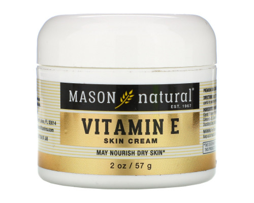 Mason Natural, Витамин Е, крем для кожи, 6000 МЕ, 2 унции Mason Natural, Витамин Е, крем для кожи, 6000 МЕ, 2 унции