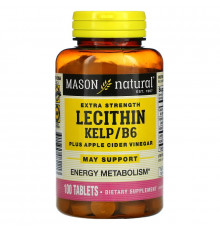 Mason Natural, Lecithin with Kelp/B6 Plus Cider Vinegar Extra Strength, 100 Tablets