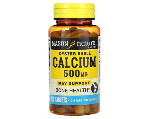 Кальций Mason Natural, Кальций из устричной скорлупы, 500 мг, 100 таблеток Кальций Mason Natural, Кальций из устричной скорлупы, 500 мг, 100 таблеток