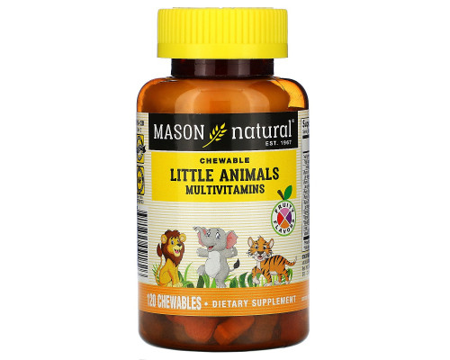 Mason Natural, Little Animals Multivitamins, Fruity Flavors, 120 Chewables Mason Natural, Little Animals Multivitamins, Fruity Flavors, 120 Chewables