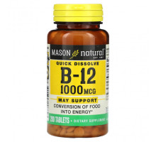 Витамины группы B Mason Natural, Quick Dissolve, витамин B12, 1000 мкг, 200 таблеток