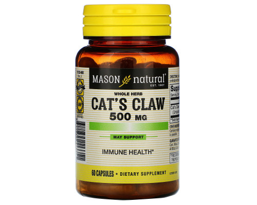 Mason Natural, Кошачий коготь, 500 мг, 60 капсул Mason Natural, Кошачий коготь, 500 мг, 60 капсул