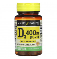 Mason Natural, D400 МЕ, 100 мягких таблеток