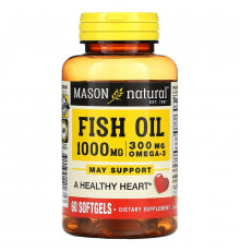 Mason Natural, Рыбий жир с Омега-3, 1000 мг, 60 мягких таблеток