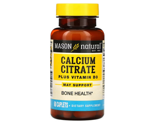 Mason Natural, Цитрат кальция с витамином D3, 60 капсуловидных таблеток Mason Natural, Цитрат кальция с витамином D3, 60 капсуловидных таблеток