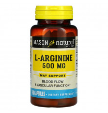 Mason Natural, L-аргинин, 500 мг, 60 капсул