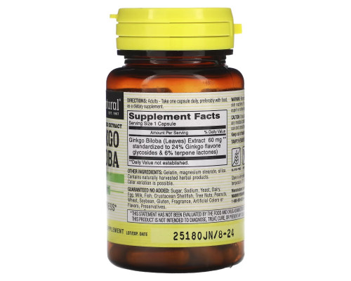 Mason Natural, Гинкго билоба, 80 капсул Mason Natural, Гинкго билоба, 80 капсул
