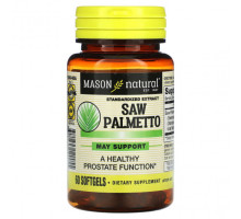 Мужское здоровье Mason Natural, Saw Palmetto, стандартизированный экстракт, 60 мягких таблеток