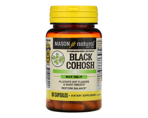 Mason Natural, Black Cohosh, Standardized Extract, 60 Capsules Mason Natural, Black Cohosh, Standardized Extract, 60 Capsules