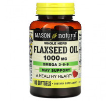 Рыбий жир и Омега 3, 6, 9 Mason Natural, Льняное масло из цельных трав, 1000 мг, 100 мягких таблеток