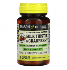 Mason Natural, Экстракт расторопши/клюквы, формула очищения печени и почек, 60 капсул