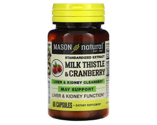 Mason Natural, Экстракт расторопши/клюквы, формула очищения печени и почек, 60 капсул Mason Natural, Экстракт расторопши/клюквы, формула очищения печени и почек, 60 капсул