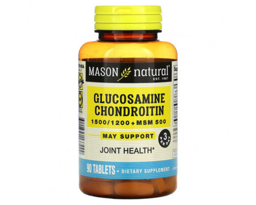 Для мышц и суставов Mason Natural, Глюкозамин, хондроитин + МСМ, 90 таблеток Для мышц и суставов Mason Natural, Глюкозамин, хондроитин + МСМ, 90 таблеток