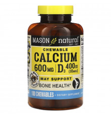 Mason Natural Супер кальций 600 + D3 жевательные таблетки со вкусом кофе мокко 100 жевательных таблеток
