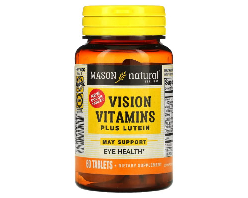 Mason Natural, Vision Vitamins Plus Lutein, 60 Tablets Mason Natural, Vision Vitamins Plus Lutein, 60 Tablets