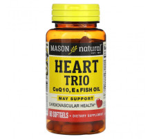 Для сердца и сосудов Mason Natural, Heart Trio, коэнзим Q10, пищевой и рыбий жир, 60 мягких таблеток