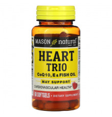 Для сердца и сосудов Mason Natural, Heart Trio, коэнзим Q10, пищевой и рыбий жир, 60 мягких таблеток