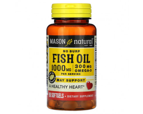 Рыбий жир и Омега 3, 6, 9 Mason Natural, рыбий жир, не вызывающий отрыжки, 500 мг, 90 капсул Рыбий жир и Омега 3, 6, 9 Mason Natural, рыбий жир, не вызывающий отрыжки, 500 мг, 90 капсул