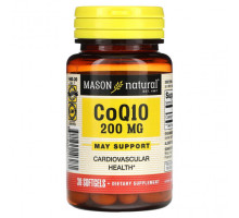 Коэнзим Q10 Mason Natural, Co Q10, 200 мг, 30 мягких таблеток