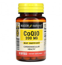 Коэнзим Q10 Mason Natural, Co Q10, 200 мг, 30 мягких таблеток