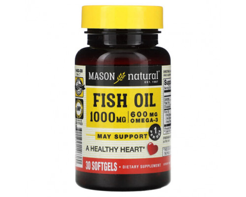 Рыбий жир и Омега 3, 6, 9 Mason Natural, Рыбий жир, 1000 мг, 30 мягких таблеток Рыбий жир и Омега 3, 6, 9 Mason Natural, Рыбий жир, 1000 мг, 30 мягких таблеток
