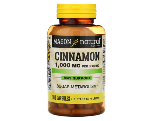 Mason Natural Cinnamon 1000 mg 100 Capsules Mason Natural Cinnamon 1000 mg 100 Capsules