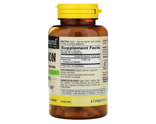 Mason Natural Cinnamon 1000 mg 100 Capsules Mason Natural Cinnamon 1000 mg 100 Capsules