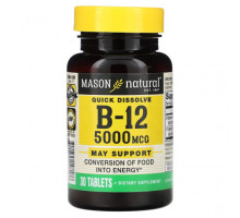 Витамины группы B Mason Natural, Quick Dissolve, витамин B12, 5000 мкг, 30 таблеток