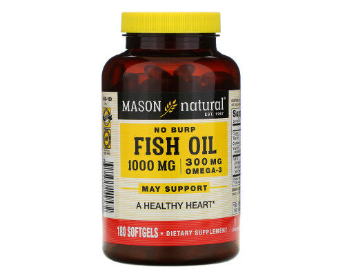 Mason Natural, Fish Oil, 1000 mg, 180 Softgels Mason Natural, Fish Oil, 1000 mg, 180 Softgels