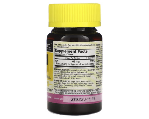 Mason Natural Iron Sugar Free 65 mg 100 Green Tablets Mason Natural Iron Sugar Free 65 mg 100 Green Tablets