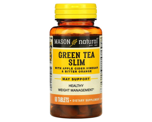 Mason Natural, Зеленый чай для похудения, 60 таблеток Mason Natural, Зеленый чай для похудения, 60 таблеток