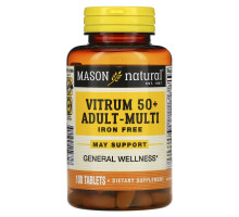 Mason Natural, Vitrum 50+, мультивитамины для взрослых, без железа, 100 таблеток