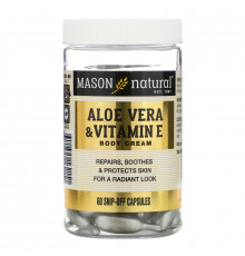Mason Natural, Алоэ вера и витамин Е, натуральный крем, 60 отрезных капсул