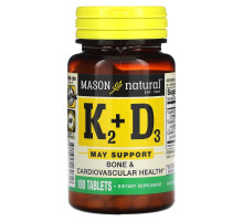 Mason Natural K2 Плюс D3 100 мкг/1000 МЕ 100 таблеток